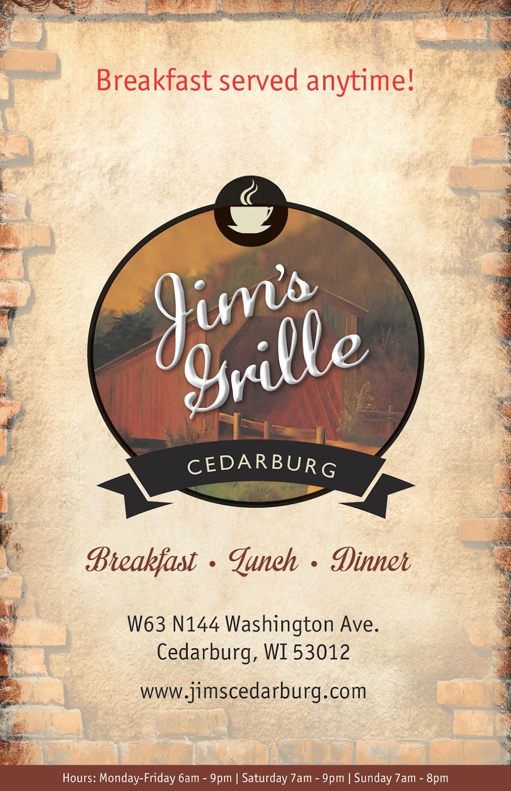 Jims Grille | W63N144 Washington Ave, Cedarburg, WI 53012, USA | Phone: (262) 377-7177