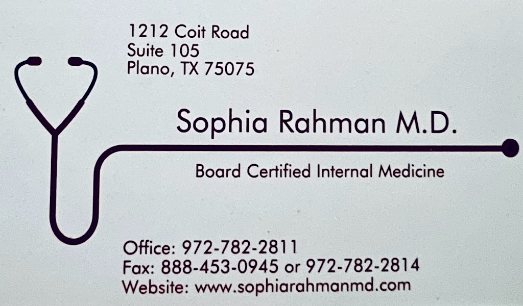 Sophia Rahman, MD | 1212 Coit Rd #105, Plano, TX 75075, USA | Phone: (972) 782-2811