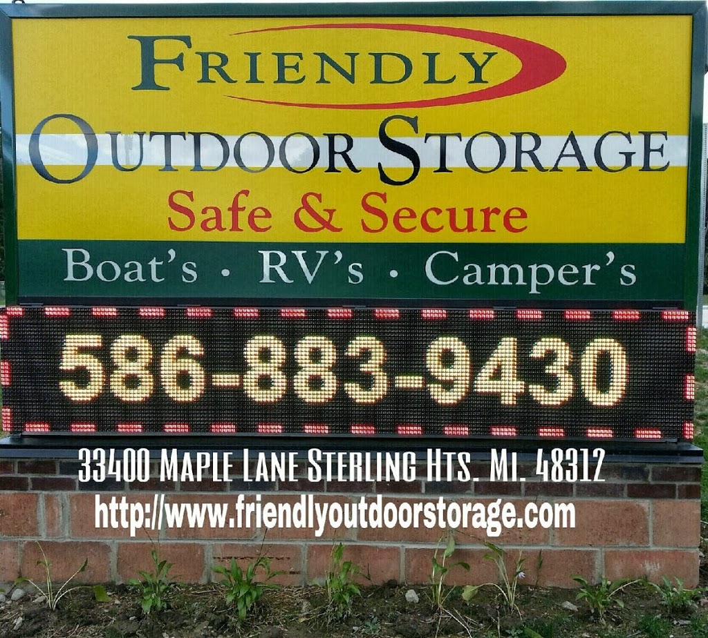Friendly RV Outdoor Storage | 33400 Maple Ln Dr, Sterling Heights, MI 48312, USA | Phone: (586) 883-9430