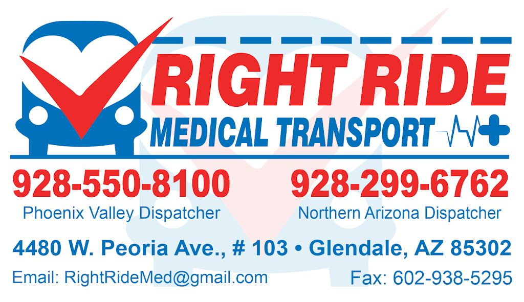 Right Ride Medical Transport | 4480 W Peoria Ave #103, Glendale, AZ 85302, USA | Phone: (623) 267-1717