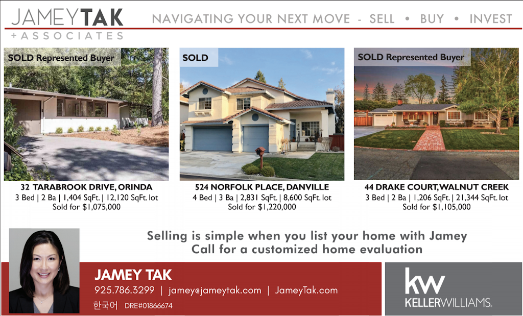 Jamey Tak - Tak & Associates, Keller Williams Realty | 760 Camino Ramon #200, Danville, CA 94526, USA | Phone: (925) 786-3299