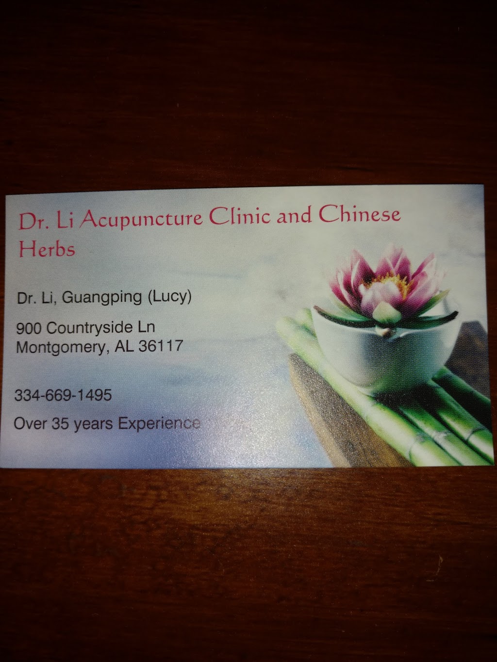 Dr. Li Acupuncture Clinic | 900 Countryside Ln, Montgomery, AL 36117, USA | Phone: (334) 669-1495