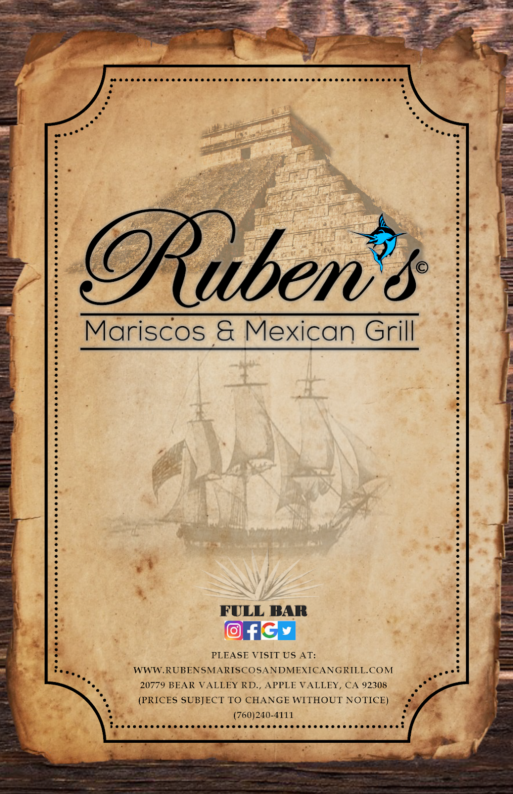 Rubens Mariscos and Mexican Grill | 20779 Bear Valley Rd, Apple Valley, CA 92308 | Phone: (760) 240-4111