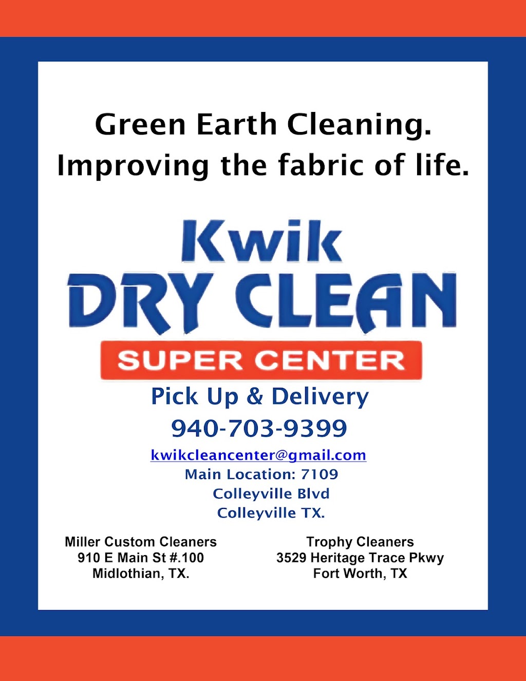 Kwik Dry Clean Super Center | 7109 Colleyville Blvd STE B, Colleyville, TX 76034, USA | Phone: (817) 421-0798