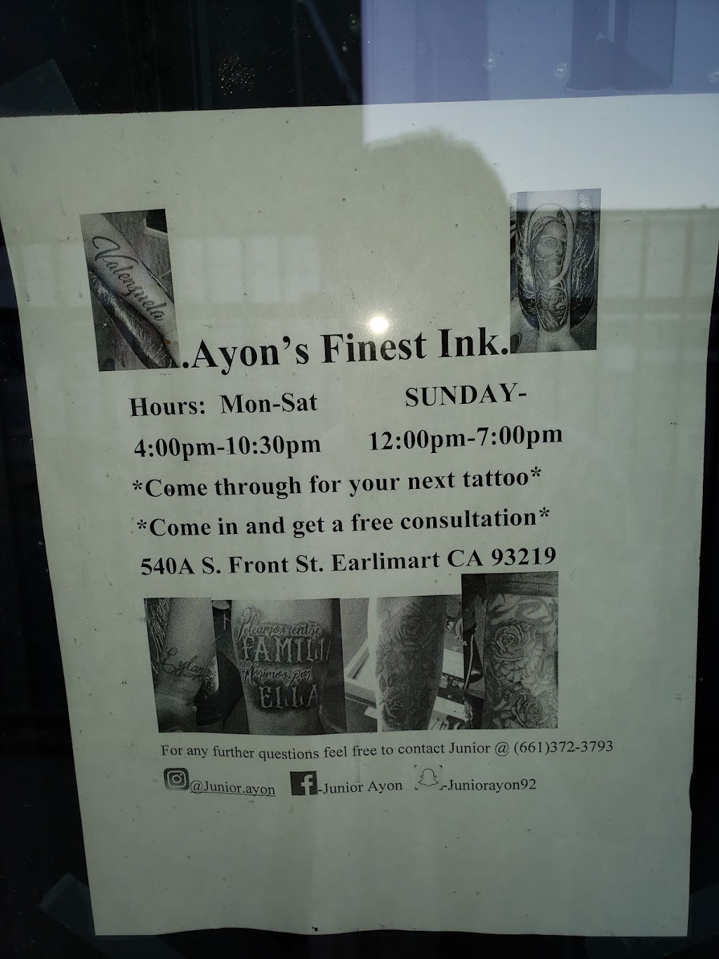 Ayons finest Ink | 540 S Front St, Earlimart, CA 93219, USA | Phone: (661) 372-3793
