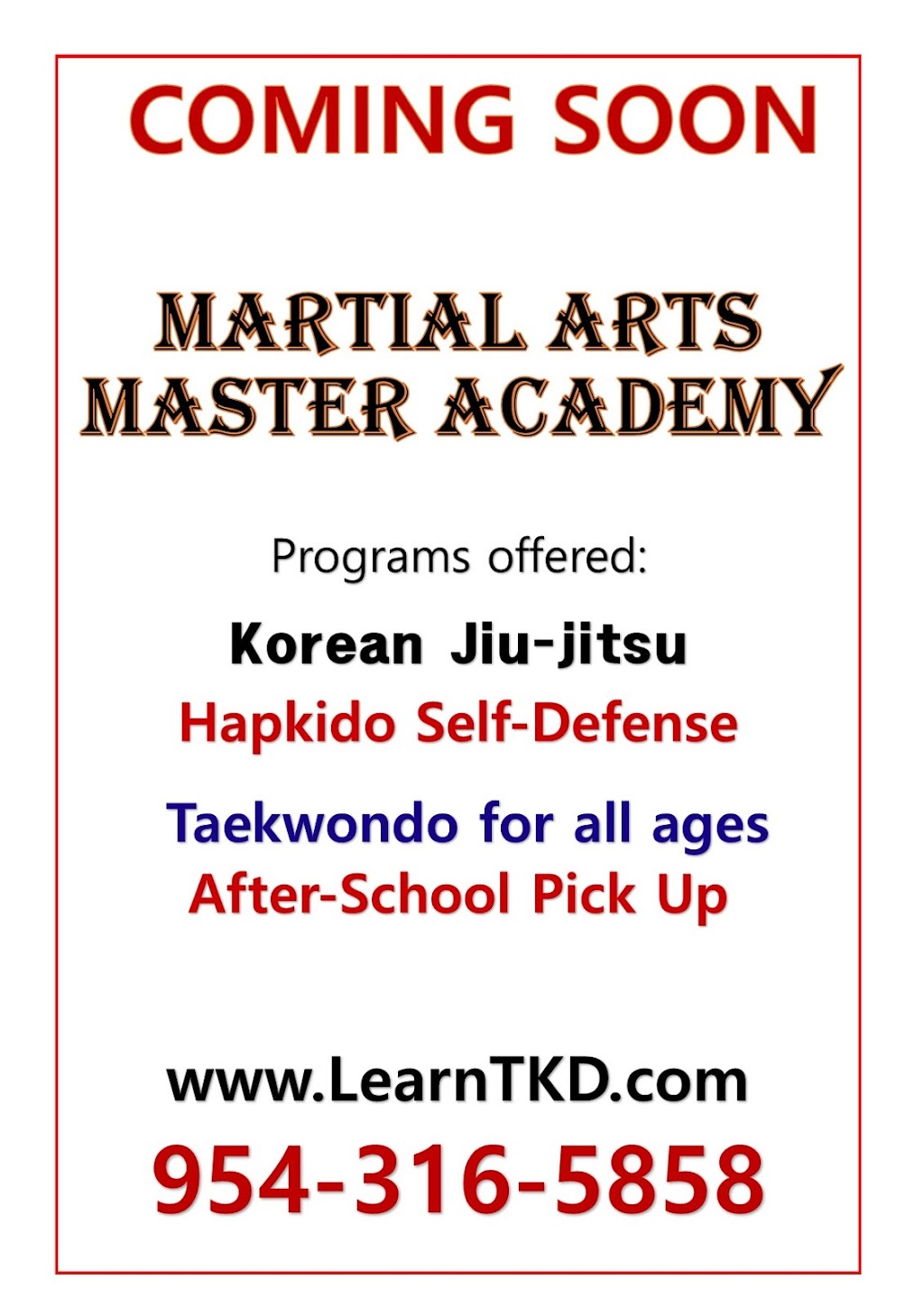 Korean Martial Arts Master Academy | 1051 S University Dr, Plantation, FL 33324, USA | Phone: (954) 316-5858