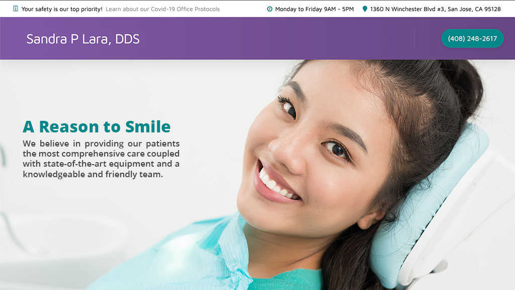 Sandra P. Lara, DDS | 1360 N Winchester Blvd #3, San Jose, CA 95128, USA | Phone: (408) 248-2617