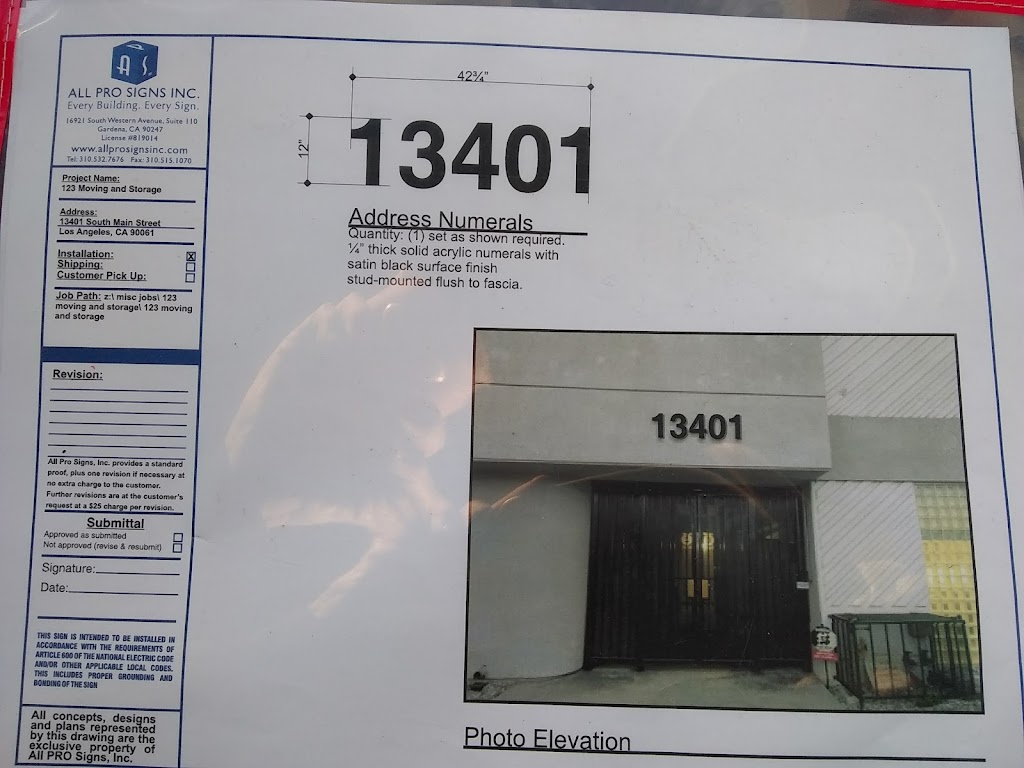 123 Moving and Storage | 13401 S Main St, Los Angeles, CA 90061, USA | Phone: (310) 618-8120