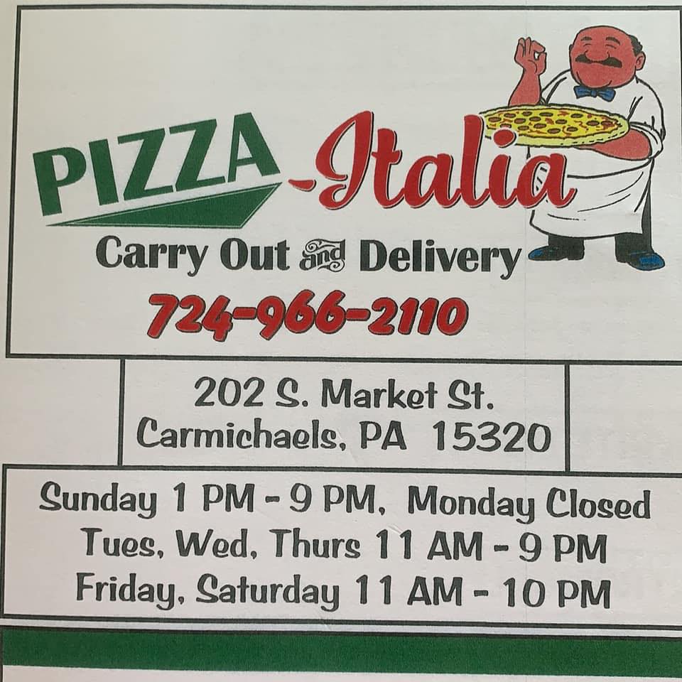 Pizza-Italia | 202 S Market St, Carmichaels, PA 15320, USA | Phone: (724) 966-2110