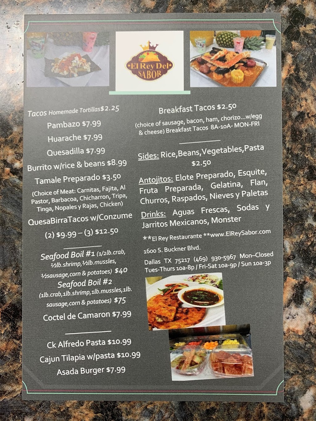 El Rey Del Sabor Restaurante Mexicano | 1600 S Buckner Blvd, Dallas, TX 75217, USA | Phone: (469) 930-5967