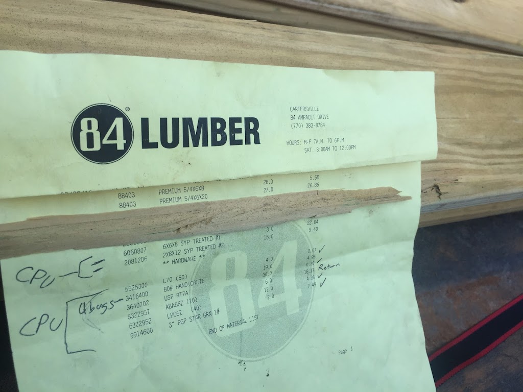 84 Lumber | 84 Ampacet Dr, Cartersville, GA 30120, USA | Phone: (770) 383-8784