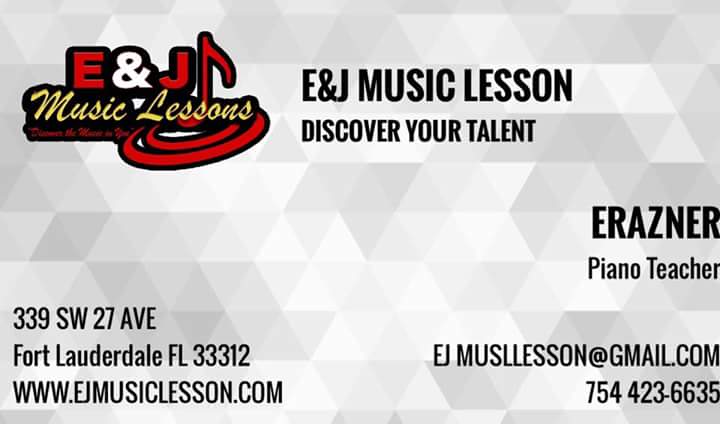 EJ music Lessson | 339 SW 27th Ave, Fort Lauderdale, FL 33312, USA | Phone: (754) 423-6635