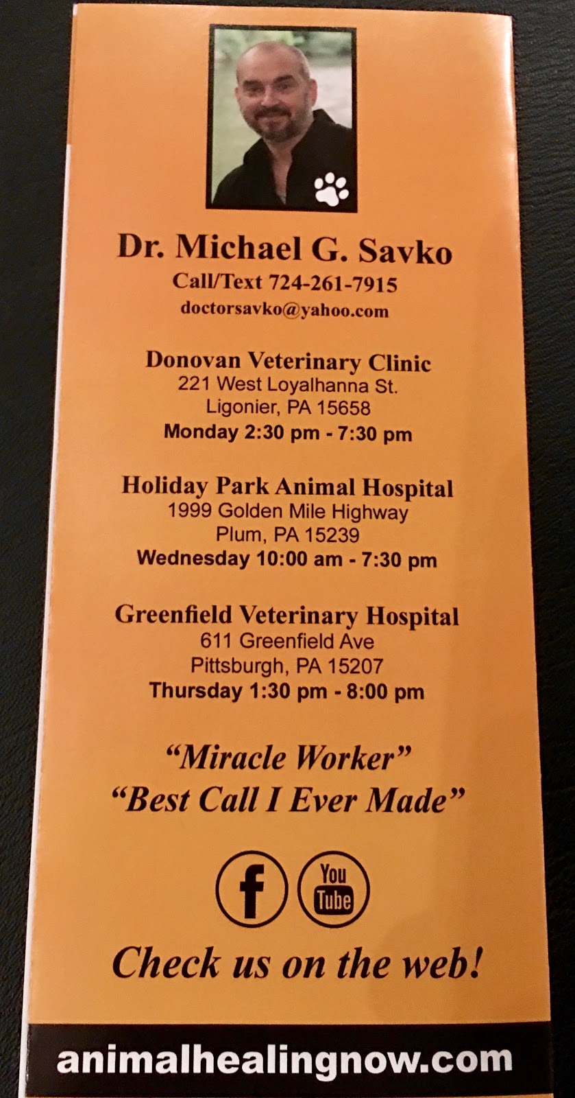 Dr. Michael Savko/Animal Healing NOW Holiday Park/Plum | Holiday Park Veterinary Hospital, 1999 Golden Mile Highway, PA-286, Plum, PA 15239, USA | Phone: (724) 261-7915