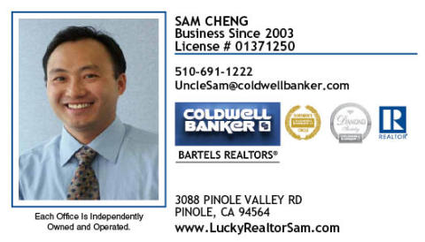 Coldwell Banker Bartels Realtors: Sam Cheng | 3088 Pinole Valley Rd, Pinole, CA 94564 | Phone: (510) 691-1222