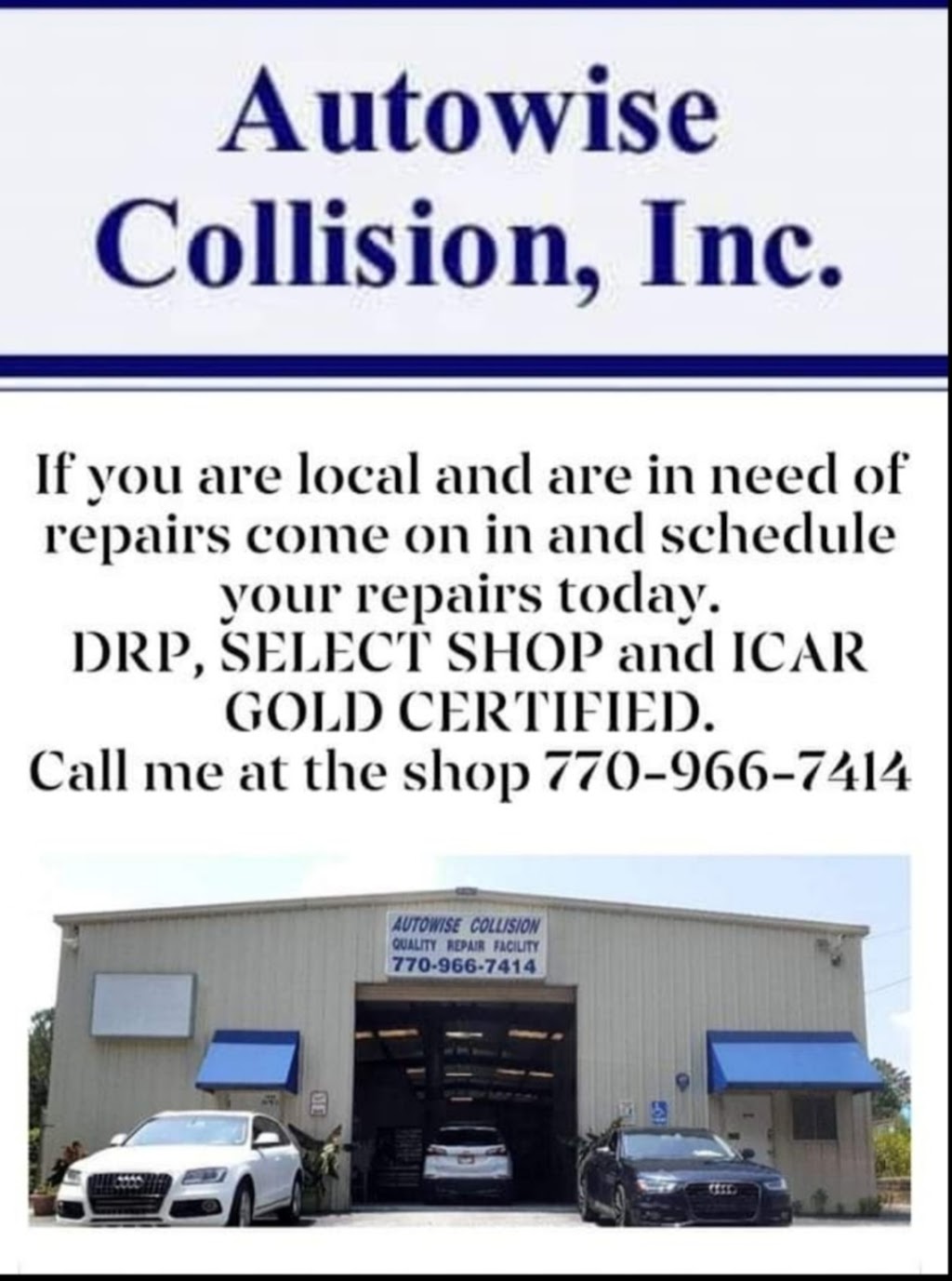 Autowise Collision | 3645 James Rd, Acworth, GA 30102, USA | Phone: (770) 966-7414