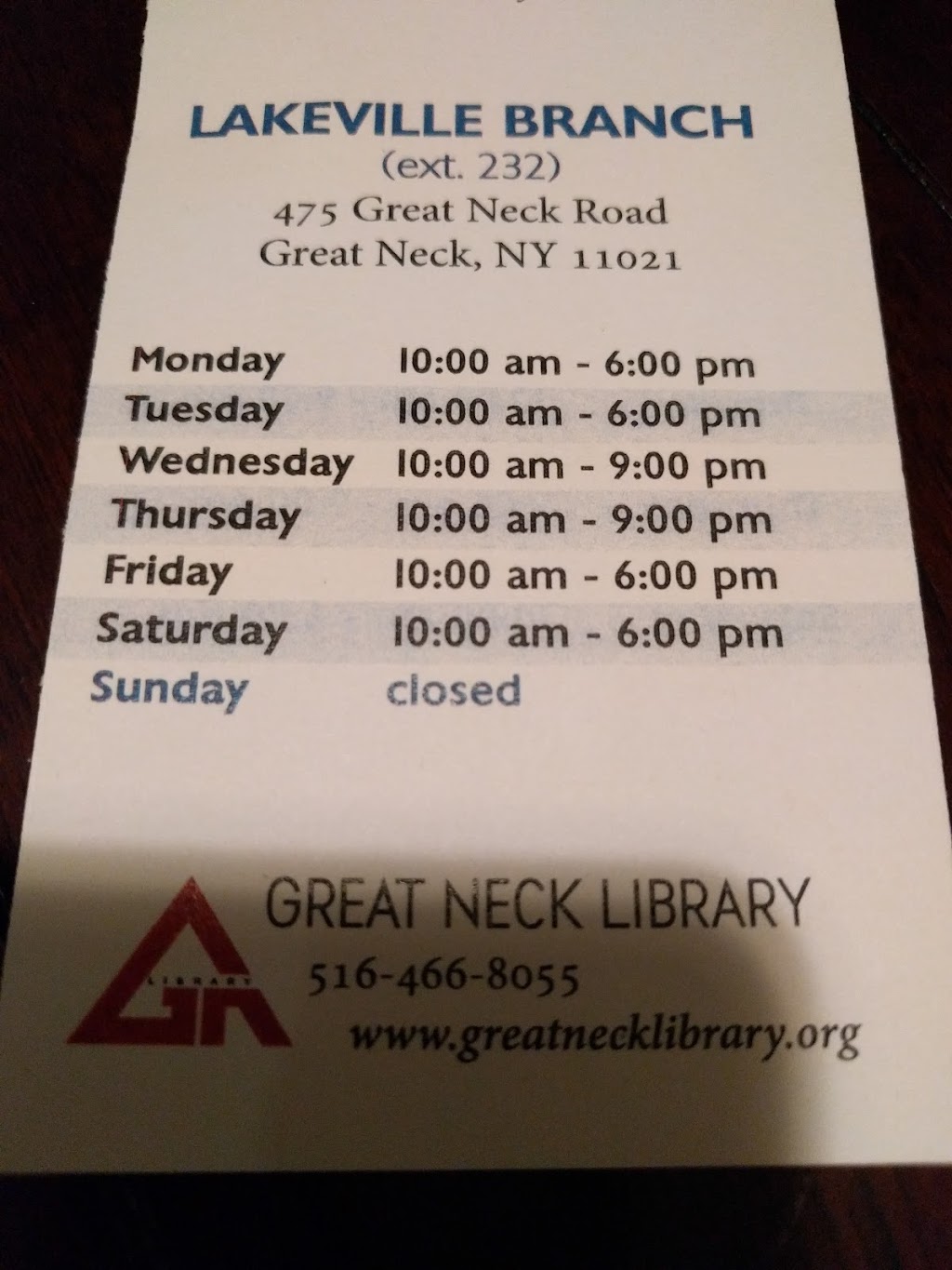 Great Neck Library Lakeville Branch | 475 Great Neck Rd, Great Neck, NY 11021, USA | Phone: (516) 466-8055