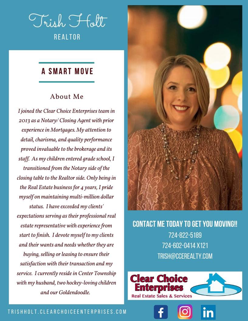 Trish Holt ~ Realtor ~ Clear Choice Enterprises | 723 E Brady St, Butler, PA 16001, USA | Phone: (724) 822-5189
