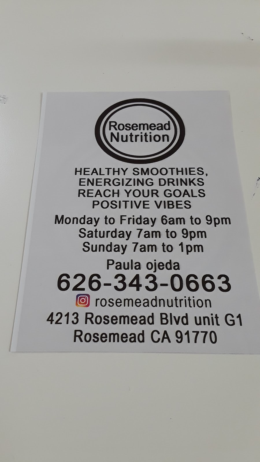 Rosemead nutrition | 4213 Rosemead Blvd, Rosemead, CA 91770, USA | Phone: (626) 343-0663