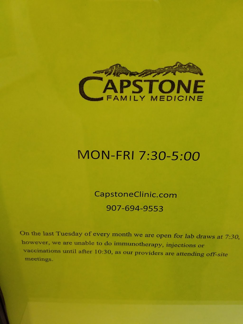 Capstone Family Medicine | 17025 Snowmobile Ln #102, Eagle River, AK 99577, USA | Phone: (907) 694-9553