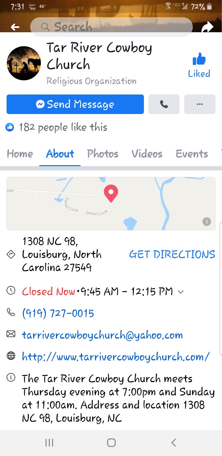 Tar River Cowboy Church | 1308 NC-98, Louisburg, NC 27549, USA | Phone: (919) 727-0015