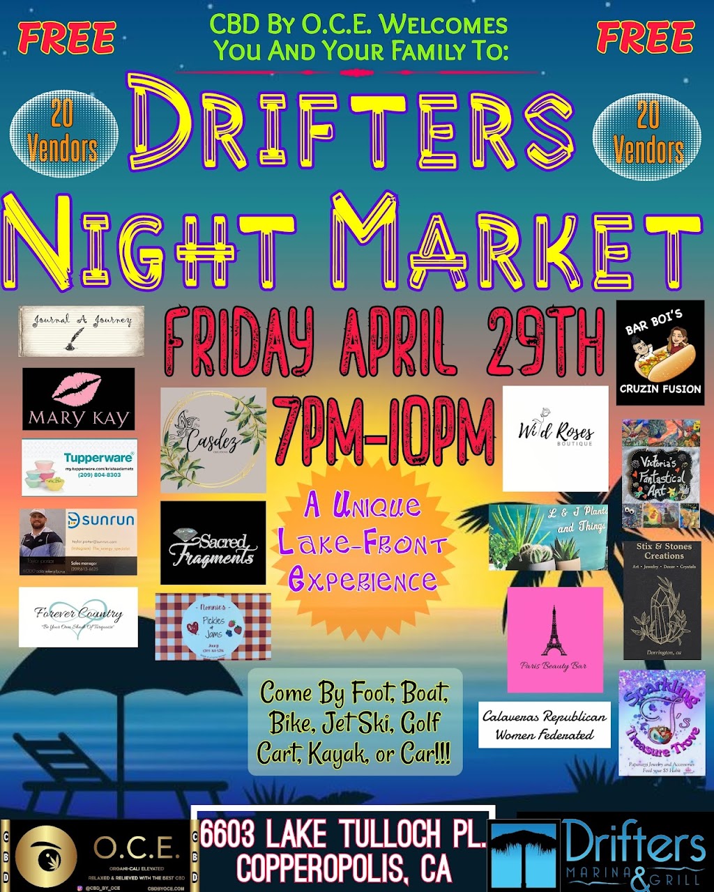 Drifters Night Market | 6603 Lake Tulloch Pl, Copperopolis, CA 95228, USA | Phone: (209) 718-0369