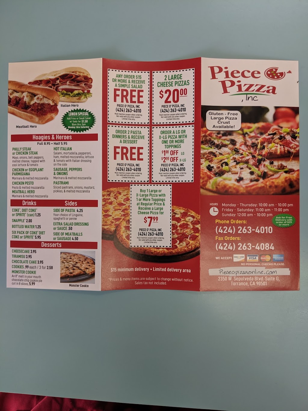 Piece O’ Pizza Inc | 2350 Sepulveda Blvd, Torrance, CA 90501, USA | Phone: (424) 263-4010