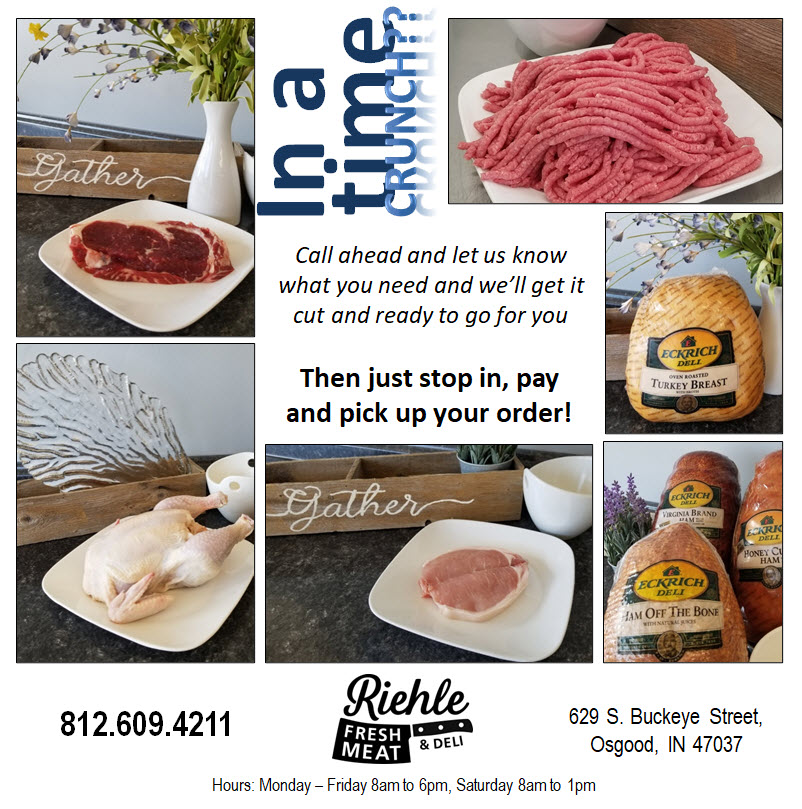 Riehle Fresh Meat & Deli | 629 S Buckeye St, Osgood, IN 47037, USA | Phone: (812) 609-4211