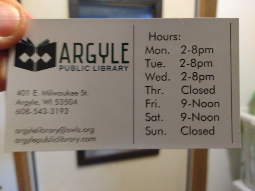 Argyle Village Library | 401 E Milwaukee St, Argyle, WI 53504, USA | Phone: (608) 543-3193