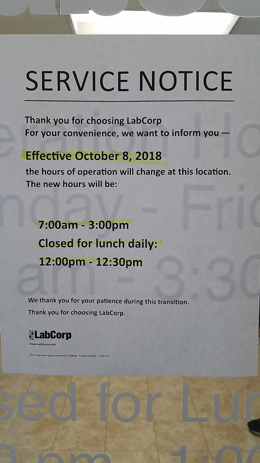 Labcorp | 1551 S 14th St Ste B, Fernandina Beach, FL 32034, USA | Phone: (904) 261-0088