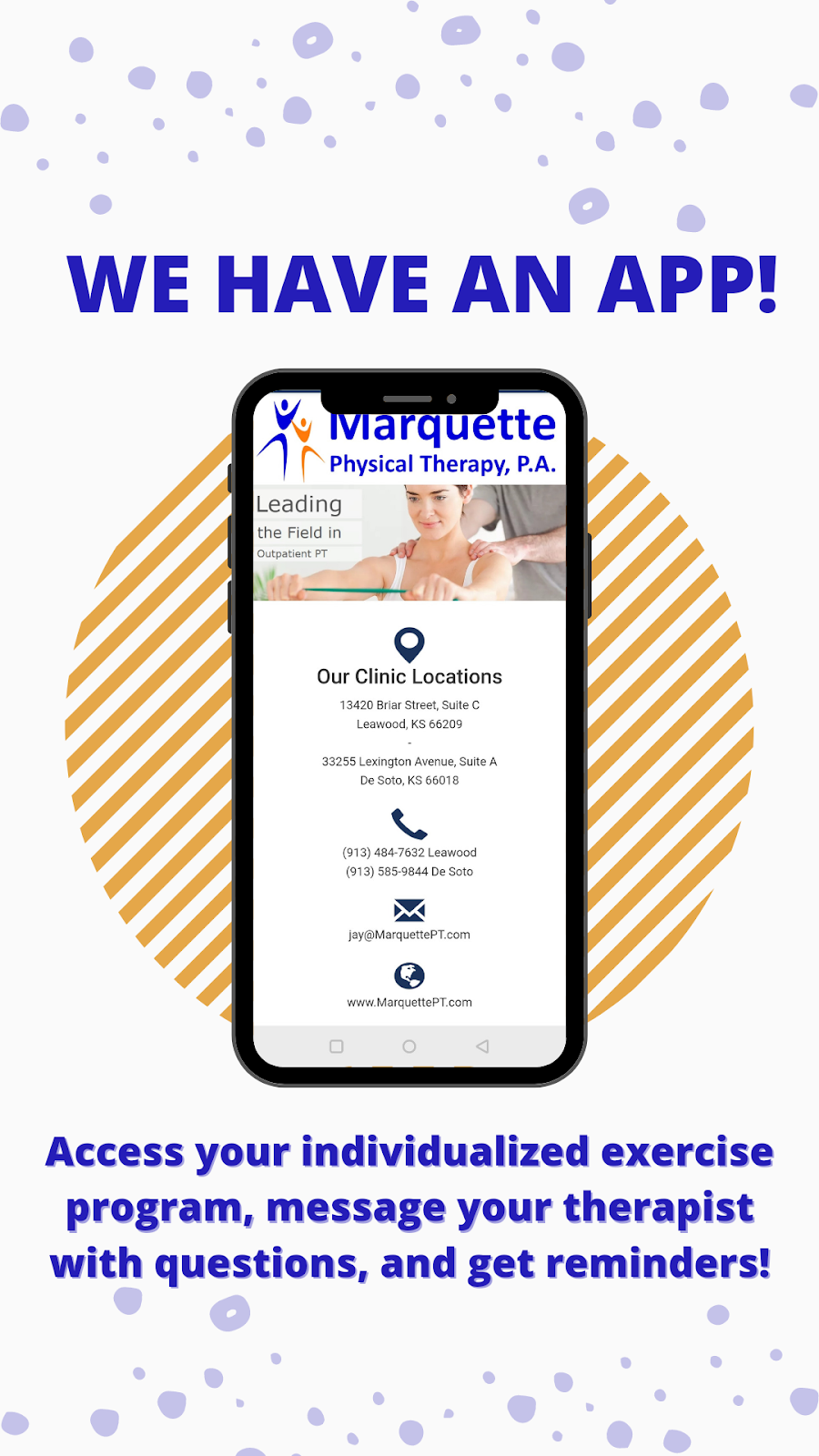 Marquette Physical Therapy | 13420 Briar St Suite C, Leawood, KS 66209, USA | Phone: (913) 484-7632